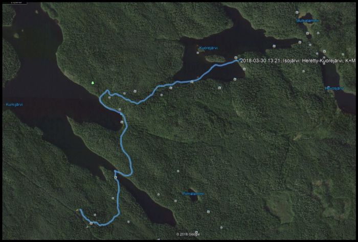 Päivä 1, Heretty-Kuorejärvi, 2,7 km ja 2 t 15 min