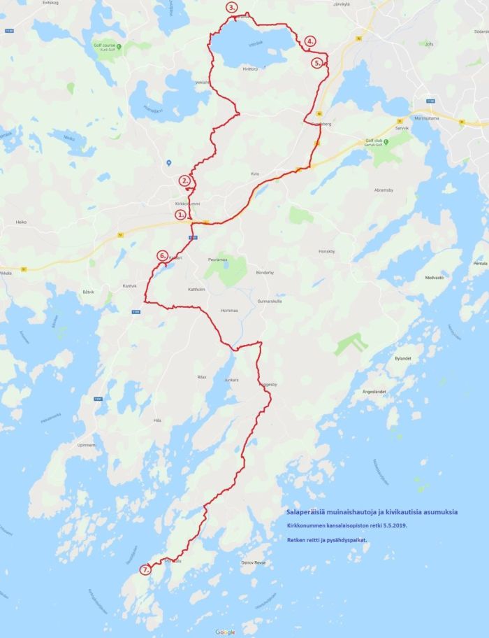 Salaperäisiä muinaishautoja, 5.5.2019 - Retken reitti ja pysähdyspaikat, 1024x1335